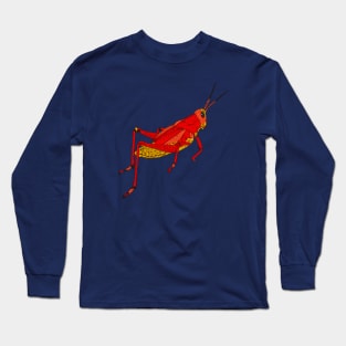 Red grass jumper pointillism illustration Long Sleeve T-Shirt